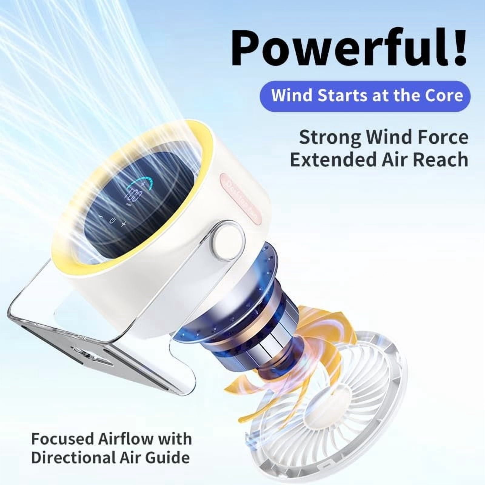 XRSIUX 100 Velocity Adjustable Desktop Fan, Digital Display 120° Oscillation Quiet Table Fan, 4000mAh USB-C Rechargeable Turbo Airflow Fan for Bedroom Kitchen Office Travel Usecolorful