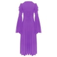 thumbnail image 3 of Hansber Girls Renaissance Queen Fancy Dress Up Cosplay Medieval Princess Party Club Dress Purple 8, 3 of 7
