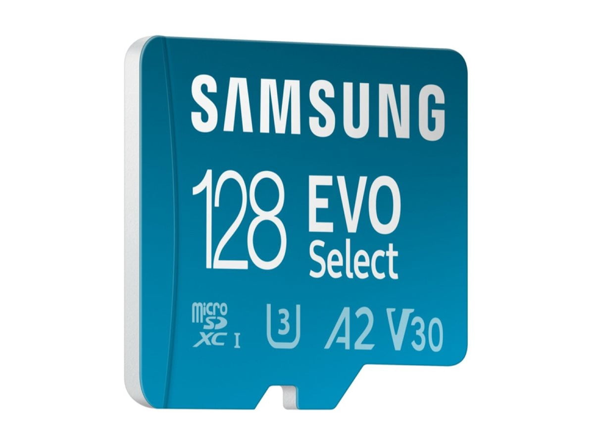 Samsung EVO Select MB-ME128SA - Flash memory card (microSDXC to SD adapter included) - 128 GB - A2 / Video Class V30 / UHS-I U3 / Class10 - microSDXC UHS-I