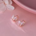 thumbnail image 4 of Solid 925 Sterling Silver CZ Bow Hoop Earrings Ribbon for Women Teens Small Bowknot Hoop Earrings Cartilage, 4 of 13