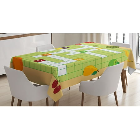 

Ambesonne Word Search Tablecloth Rectangular Table Cover Summer Fruit Theme Game 52 x70 Multicolor