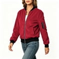 thumbnail image 2 of QQNHM Womens Corduroy Bomber Jacket Full Zipper Long Sleeve Lightweight Coat Fall Casual Baseball Outerwear, 2 of 6