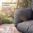 thumbnail image 4 of RADIATA Hanging Egg Chair with Stand, Outdoor Indoor Wicker Swing Chair, 350Lbs Nest Chair with Cushions, All-Weather Patio Hammock Seat for Porch Balcony Garden, Dark Gray, 4 of 11