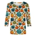thumbnail image 5 of Fartey Womens Halloween Pumpkin Printed Shirts Slim Fit Long Sleeve Crew Neck Pullover Tops Casual Comfy Fall Festval Blouses, 5 of 5
