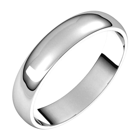 14k White Gold 4mm Light Half Round Band Ring Size 9.5 Ring for Women and Men - 3.2 Grams