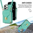 thumbnail image 2 of Nalacover Wallet Case for iPhone 13 Pro Max,with Removable Adjustable Shoulder Strap,PU Leather Back Zipper Pocket Card Holder Stand Purse Shockproof Phone Case for Women Men,Mint, 2 of 7