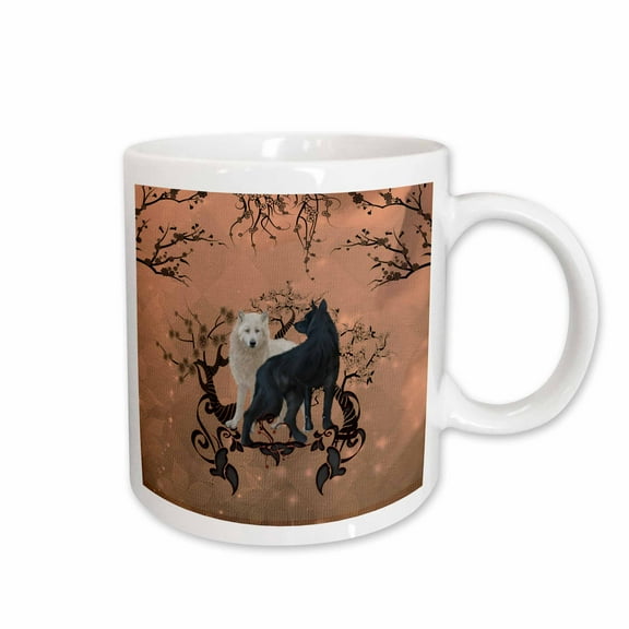 3drose, Awesome Wolf in Black and White, 15oz Mug