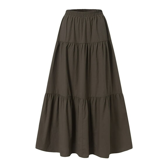 Women's Spring/Summer High Waist Cotton Linen Skirt - Pleated Loose Swing Half Length