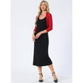 thumbnail image 3 of DARING DIVA Semi Sheer Elegant 3/4 Sleeves Blouse L Red, 3 of 6