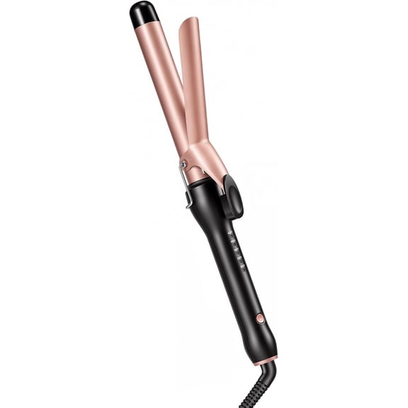 HCAH 1 Inch Tourmaline Ceramic Hair Curling Iron with Clamp, 5 Heat Settings