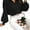 Black, variant on Casual Plain Shirt Collar White Long Sleeve Women's Blouses S (4)