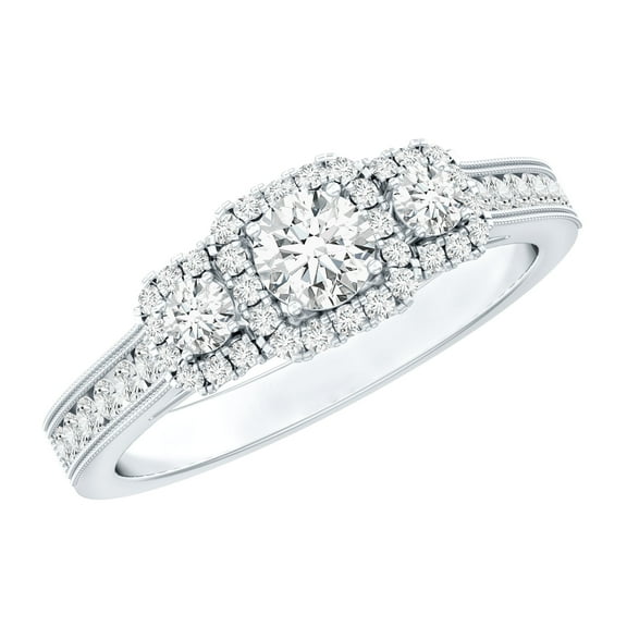 Rosec Jewels - Lab Created Diamond Ring - Vintage Inspired Engagement Ring - EF-VS Quality, 925 Sterling Silver, US 4.00