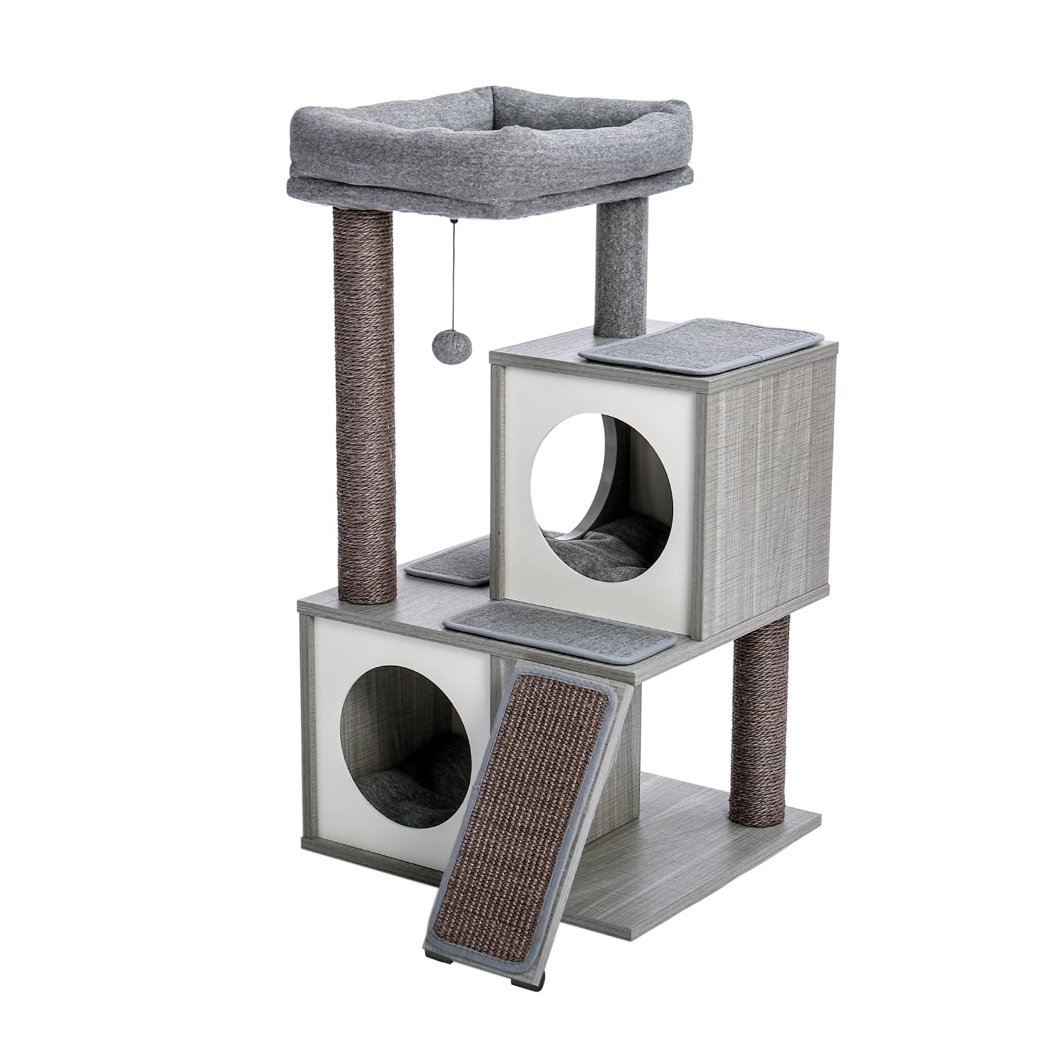 Pefilos 34" Cat Condo for Multiple Cat Tree Houses with Spacious Perch, Cat Tower for Big Cats, Gray Pefilos 34" Cat Condo for Multiple Cat Tree Houses with Spacious Perch, Cat Tower for Big Cats, Gray