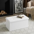 thumbnail image 2 of FCH 76 * 38 * 38cm Glossy Pull Point PVC MDF Foldable Storage Footstool,White., 2 of 9