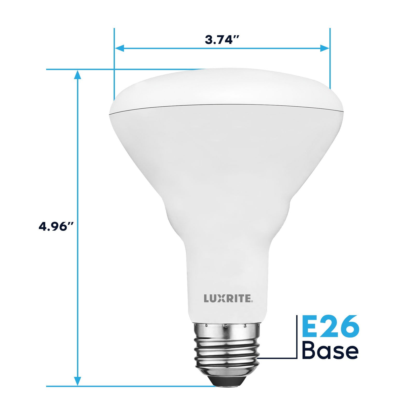 Luxrite BR30 LED Flood Light Bulb, 8.5W=65W, 5000K Bright White, 650 Lumens, Dimmable, Damp Rated, UL, E26 6 Pack