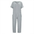 thumbnail image 3 of Women Solid V Neck Casual Comfortable Loose Oversized Pocket Low Grade Jumpsuit Sexy Pants Romper Women plus Long Sexy Jumpsuits Bridal Jumpsuit Pantsuit Juniors Bodysuit for Women Fashion Women, 3 of 3