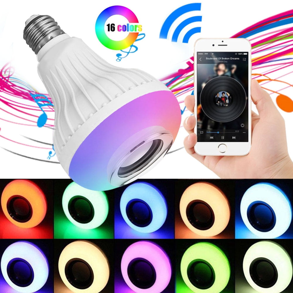 12W LED RGB Wireless Bluetooth Speaker Bulb Light Music Playing Lamp Smart Color + Remote Walmart.com