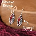 thumbnail image 5 of Red Coral Fun Earrings for Women Dangling in 925 Sterling Silver - Drop Earrings Handmade Birthstone Vintage Boho Jewelry Birthday Christmas Gifts, 5 of 12