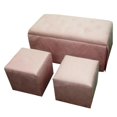 thumbnail image 1 of Banc de Rangement 3 Pièces et 2 Poufs Assortis en Microfibre Rose, 1 of 2