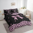 thumbnail image 3 of Castle Fairy Teens Black Pink Bow-Tie Twin Bedding Sets 7-Piece,Animal Leopard Cheetah Print Bedding Comforter Set Microfiber,Old Fashion Dreamy Princess Breathable Sheet Sets, 3 of 8