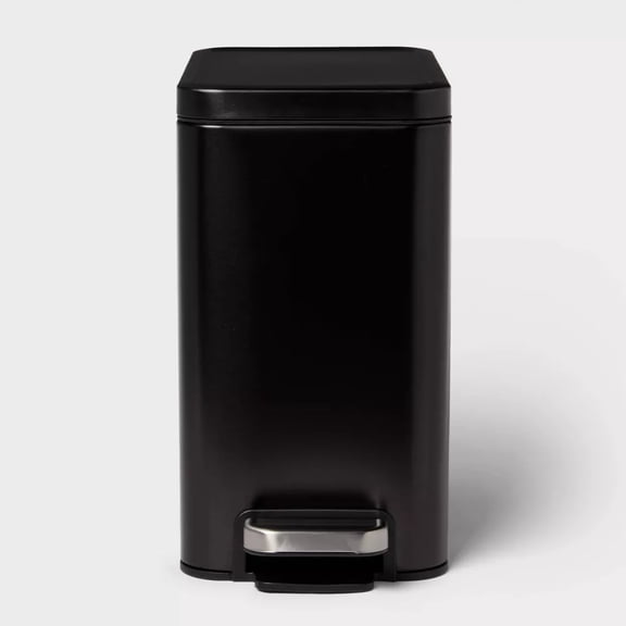10L Stainless Slim Step Trash Can Black