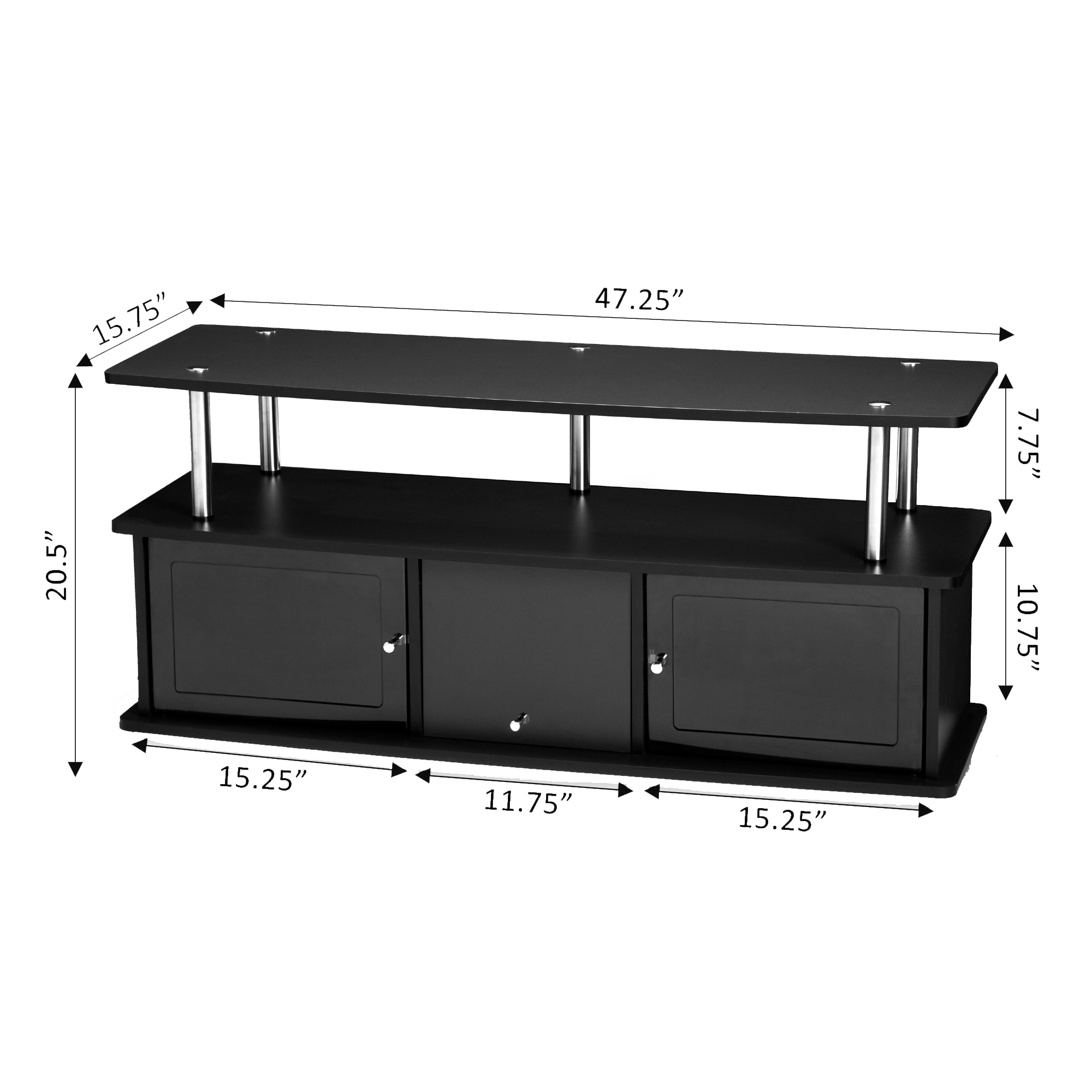 Convenience Concepts Designs2Go Cherry TV Stand with 3 Cabinets for TVs up to 50", Black - image 5 of 5