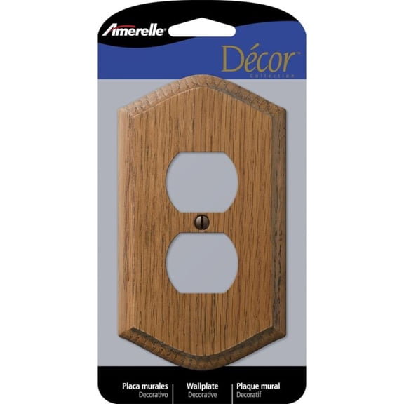 Amerelle 1-Gang Solid Oak Country Outlet Wall Plate, Medium Oak 701D
