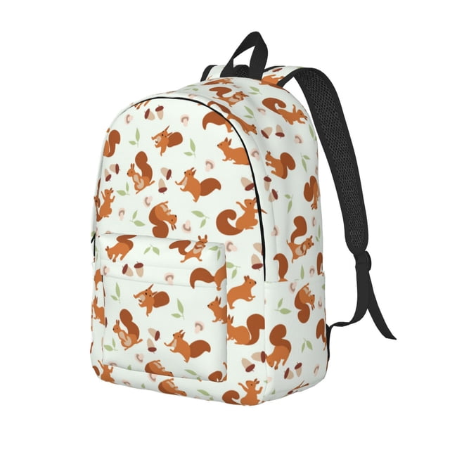 Disketp Squirrel Playing print Canvas Backpack Lightweight Travel Daypack Student Rucksack Laptop Backpack-Medium