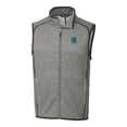 thumbnail image 2 of Men's Cutter & Buck Heather Gray Charlotte Knights Mainsail Sweater-Knit Full-Zip Vest, 2 of 3