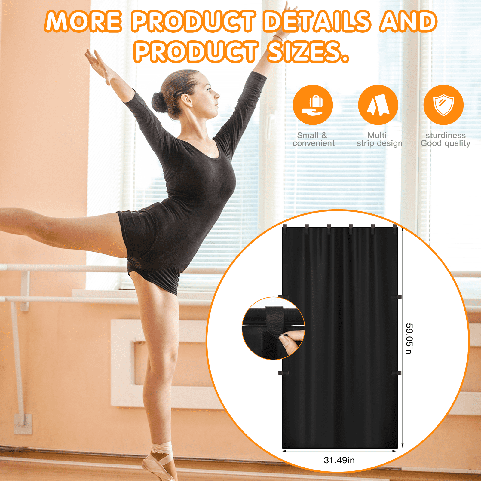 GOGHOST Portable dance curtain with Velcro sides, suitable for changing clothes and camping partition, 2PC