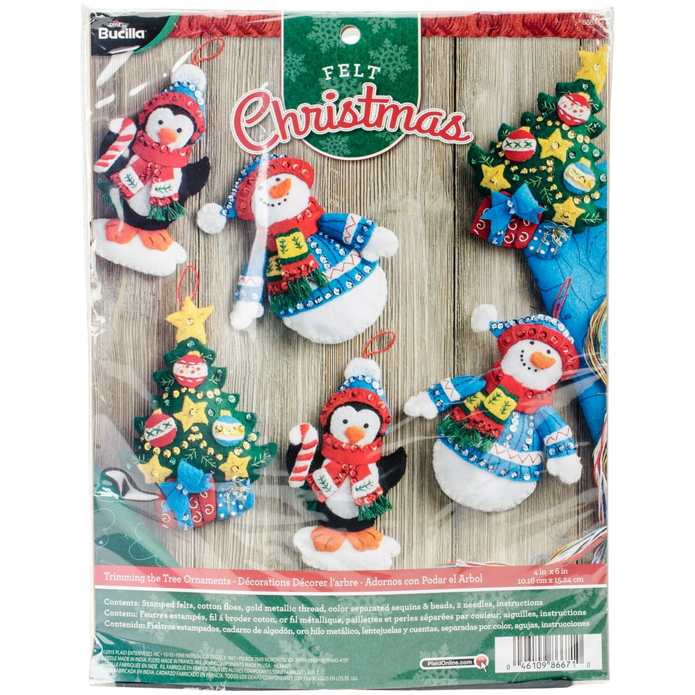 Bucilla Felt Ornaments Applique Kit 4"X6" Set of 6Trimming The Tree