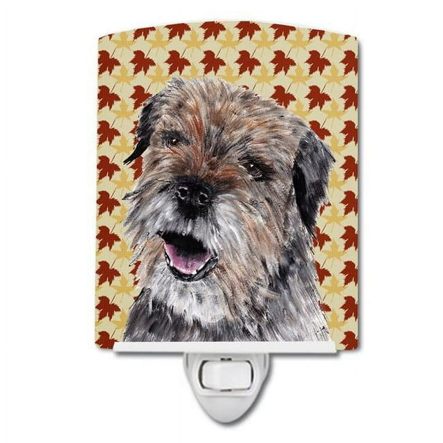 Carolines Treasures SC9543CNL Border Terrier Automne Feuilles Céramique Veilleuse