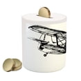 thumbnail image 2 of Vintage Airplane Piggy Bank, Drawing of a Monoplane Sketchy Monochrome Design, Ceramic Coin Bank Money Box for Cash Saving, 3.6" X 3.2", Black and White, by Ambesonne, 2 of 4
