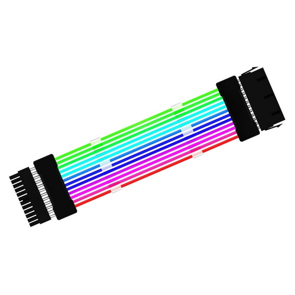 Cable de extensión RGB Tiras LED de neón Luz ambiental para sala de computadoras Cable PCIe para Negro 24 pines