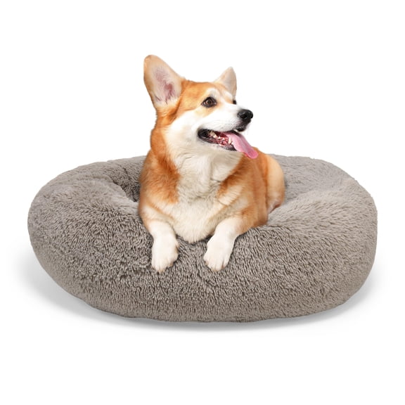 Petco Faux Fur Donut Curler Pet Bed 23" L x 23" W x 9" H Small