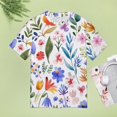 thumbnail image 4 of Floral Colorful Flower Womens Tops Women's Fashion Casual Short Sleeve Flower Print Round Neck Pullover Top Blouse, 4 of 6