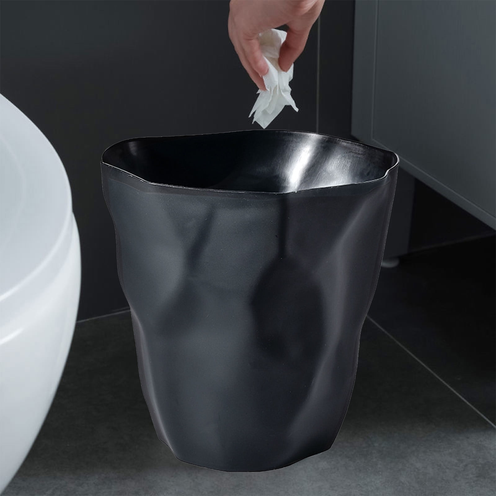 potrochi Round Plastic Bathroom Garbage Can, Plastic Wastebasket, Trash Can, Wastebasket, Garbage Bin, Trash Can for Bathroom, Bedroom, and Kids Room - Small Bathroom Trash Can