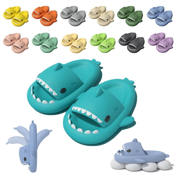 New Cute Shark-themed Slippers And Slides - Unisex Cartoon Cloud Shark Design With Non-slip Soles For Kids