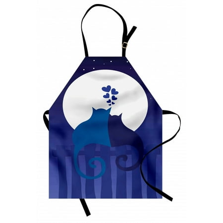 

Fence Apron Cats in Love Watching Full Moon at Night Valentines Romantic Cartoon Unisex Kitchen Bib with Adjustable Neck for Cooking Gardening Adult Size Indigo Cobalt Blue White by Ambesonne