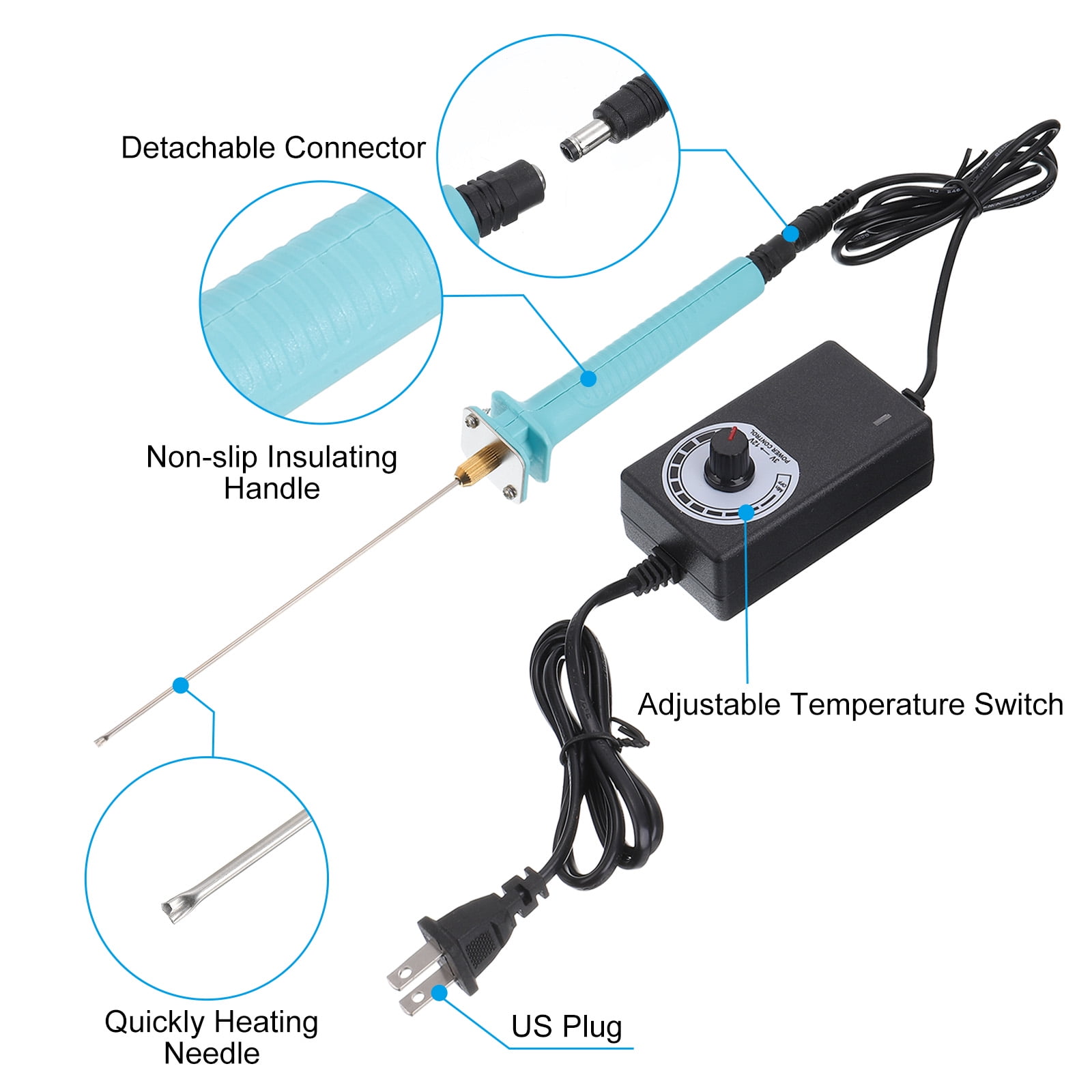 Uxcell 15CM 24W 110V-240V Foam Cutting Pen Set, Cutter Pen Cutting Tool with Start Switch & 24W Power Adapter, Blue
