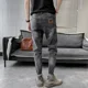 thumbnail image 5 of Pantalones vaqueros elásticos negros para hombre con bolsillos, pantalones vaqueros ajustados de diseño urbano, pantalones de nailon de alta calidad, baratos, 5 of 5