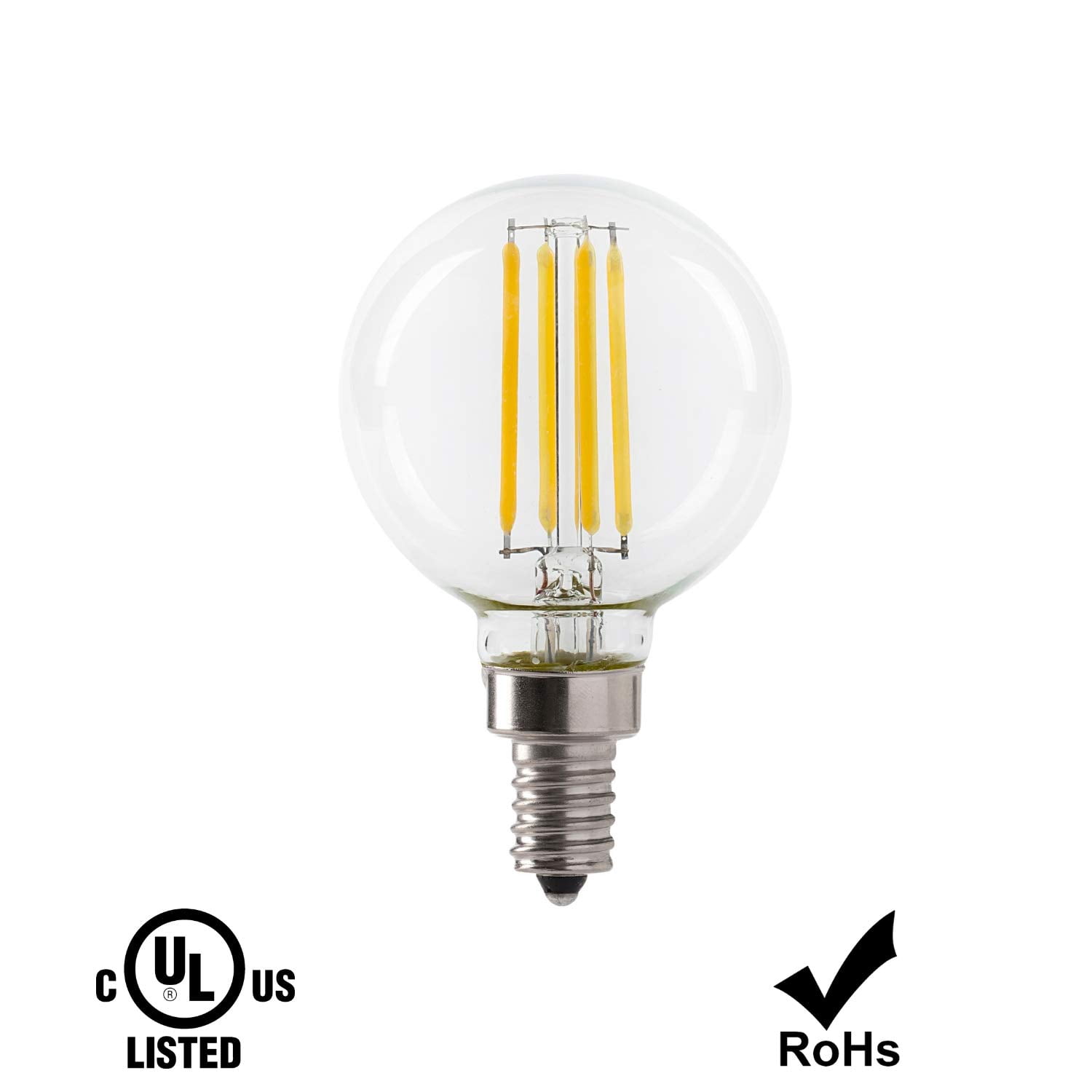 Xtricity G16.5 LED Clear Globe Filament Light Bulb, 5.5W (50W Eqv), E12 Candelabra, 3000K (6 Pack)