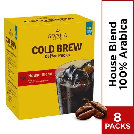 Gevalia Kaffe Cold Brew House Blend Coffee Packs, Caffeinated, 8 ct - 6.4 oz (Best Cold Brew Coffee Grounds)