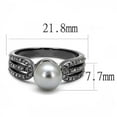 thumbnail image 2 of Luxe Jewelry Designs Women's Ion Plated Light Black Stainless Steel Ring with Gray Synthetic Pearl -, 2 of 4