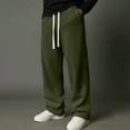 thumbnail image 2 of Mens Ribbed Sweatpants Stretchy Waist Wide Leg Pants with Pockets Drawstring Straight-Leg Sweatpant Athletic Casual Pants Workout Slacks Lightweight Trousers Spring Summer Outfits 2026 Green S, 2 of 9