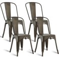 thumbnail image 1 of Costway Stackable Dining Side Chair Bistro Cafe Metal Bar Stool Vintage Set of 4, 1 of 10