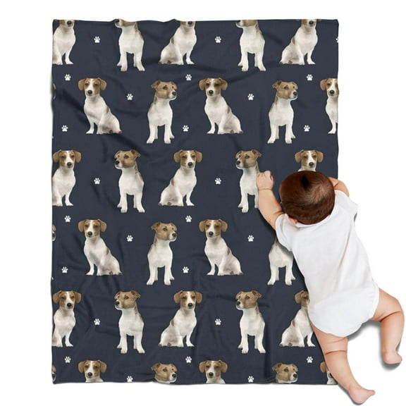 Jack Russell Terrier Blanket,Comfortable Soft Flannel Throw Blanket,All Season,Warm Lightweight Blankets for Sofa Bed Couch Living Room Chair,30"x40"