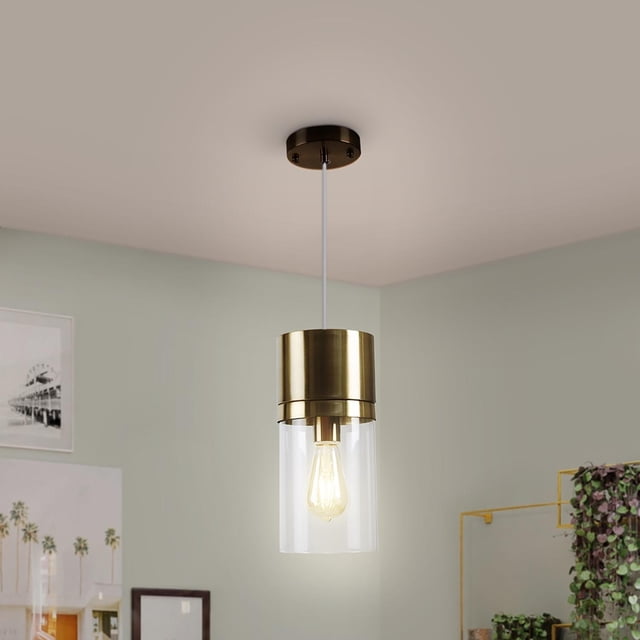 Lámpara Colgante Decor 1 Luz Metal Dorado Vidrio 1.98Mx15Cm