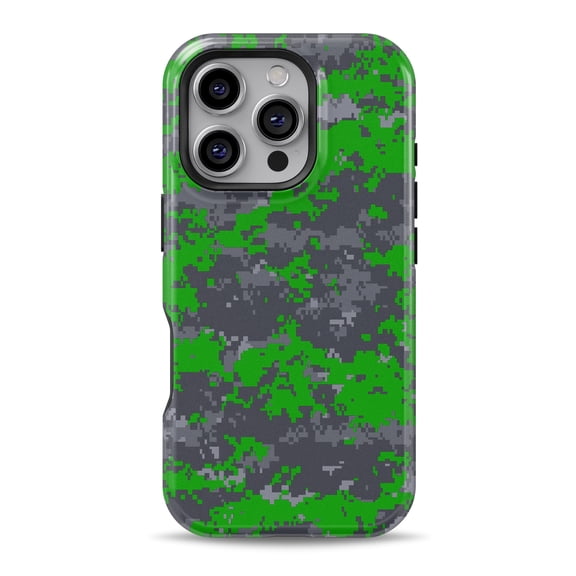 DesignSkinz Scratch-Resistant Hard Slim Case Compatible with iPhone 16 (Compatible with MagSafe) - Dark Green and Gray Digital Camouflage