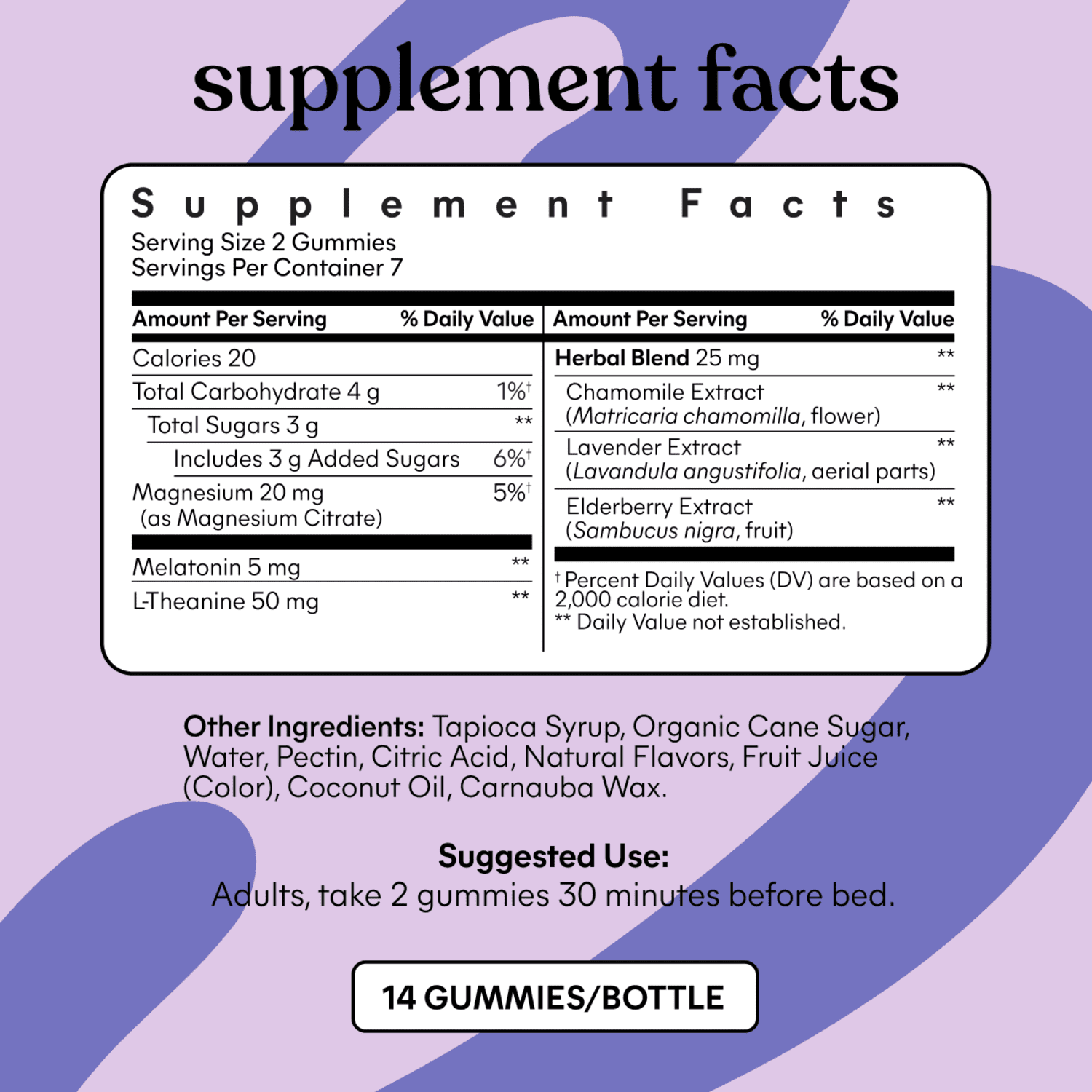 Lemme Sleep Gummies with 5mg Melatonin, Elderberry, Magnesium, L-Theanine, Chamomile and Lavender, Drug-Free Nighttime Sleep Aid, Vegan, Gluten Free, Gelatin Free, Non GMO, Berry Flavored, 14 Count